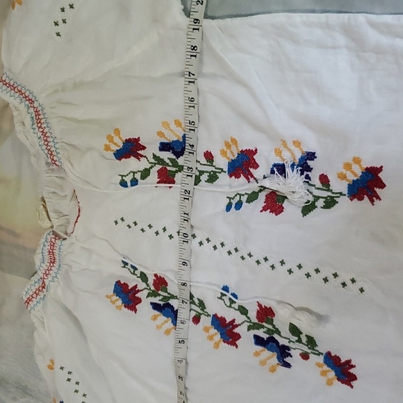 Handmade cross stitch three quarter sleeve top/ blouse size M - Picture 8 of 10